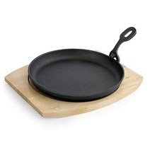 [독일직구] 나무 삼발이가 있는 주철 원형 서빙 팬