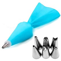 베이킹 생크림 짤주머니 크림짜개세트 스텐노즐 케이크 휘핑 마카롱 데코레이션 베이커리, 단품, 투명, 노즐6개+비닐주머니+고정캡