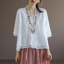 자칠 심플 자수 개량한복 생활한복 간절기 법복