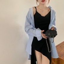 나시원피스룩 봄 가을스타일 소프트계열 코디 러블리블 눈길을 끄는 줄무늬셔츠 끈나시 슬립 여성 1934933716