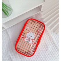 신학기 pvc 투명 필통 파우치 학생 펜슬 케이스 투명pvc필통 파우치형, 1개, 투명레드
