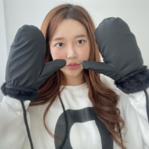 VANANA2 겨울 보온 방한 페이크퍼 패딩 벙어리 장갑