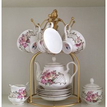 골드 컵걸이 컵 건조대 거치대 나뭇가지형 커피잔 꽂이 커피 포트 주전자 보관함, C + 1개