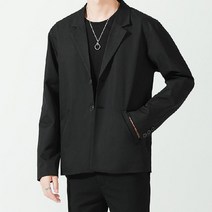 남성 정장 재킷 블레이저 코트 슬림핏 스마트 캐주얼 봄 얇은 패션 의류 아시아 싱글 브레스트 블랙 블레이저