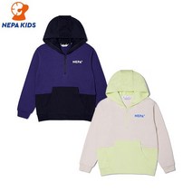 네파키즈 NEPA KIDS 네크 짚 후드 컬러블럭 기모 티셔츠 KHF6003