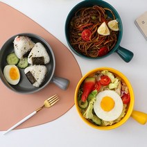 세라믹 손잡이 볼 북유럽스타일 그릇, 옐로우