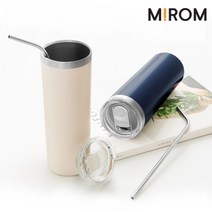 기타 바보사랑[가온리빙]미롬 심플 진공 스텐텀블러 600ml+슬라이드 뚜껑+커브형 스텐 스트로우[무료배송], 네이비