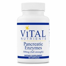 Vital Nutrients Pancreatic Enzymes 500mg 바이탈 뉴트리언트 췌장효소 팬크리아틱 엔자임 90정, 1개, 90
