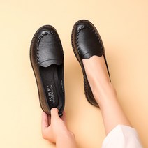 소가죽 엄마 중장년 여성 편한 신발 플랫 단화 5060대