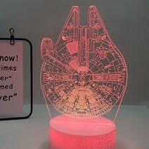 HY 밀레니엄 팔콘 3D LED 야간 조명 USB 16 색 터치 Illusion 테이블 선물 홈 장식, With Crack Base_16RGB Remote