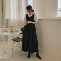 [네쥬] 여성 봄 여름 라운드 플레어 데일리 나시 롱 원피스