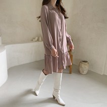 리엘라 카제크 하프 셔링 프릴 셔츠 원피스-OPS6822K18