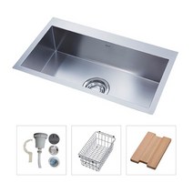 백조씽크 리폼서비스 시공요청 가능한 프리미엄사각볼 SWSR850(SET판매 - 싱크볼 + 배수구 + 와이어바스켓 + 나무도마) 인테리어 리모델링, 신청안함(+0), 코팅추가(+35000)