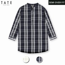 KAAU4-MRC160 테이트 남성 체크 패턴 오픈 밴드넥 시어서커 7부 셔츠 2color KAAU4-MRC160