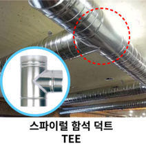 스파이럴 연통 화목난로 덕트직관 (100mm-300mm) 함석 덕트부속 닥트자재 스파이럴직관 환기자재 티 엘보 소켓 타포린 후렉시블 은박 후렉시블 체결기구, 01 티 250mm