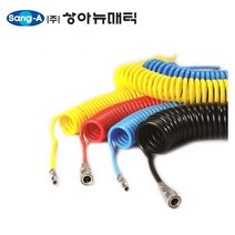 상아뉴매틱 폴리우레탄 코일튜브 상아 에어 호스 우레탄호스 노랑 (카플링 포함), 파랑, AC 106.5-100