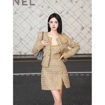 고급스러운 디자인 중공업 큐빅 부잣집 천금 드레스 사복 날씬해 보이는 트위드 투피스
