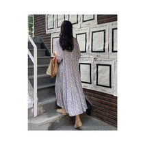 와이케이하우스 Acme Ground 새로운 스타일의 한국어 라운드 넥 꽃 무늬 드레스 여성 중간 길이 기질 부드러운 바람 20035_69997