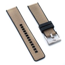 StrapHabit 퀵 릴리즈 세일클로스 및 FKM 고무 하이브리드 시계 스트랩 밴드 20mm 22mm 나일론 (20mm 블랙), Khaki_22mm