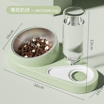 고양이 그릇 더블 자동 식수 개 음식 테디 밥 애완 동물 세라믹 용품, 스테인레스 스틸 타입 민트 밀크 그린
