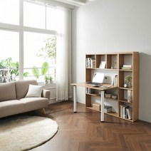 Sunshine 책장테이블 책상 전면책장 테이블 확장형 선반 책많이 책꽂이 1535, 월넛