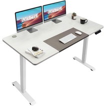 Alebert 전동식 스탠딩 데스크 전동 승강 책상 [1년 무료 보증] 상판 140cm70cm 승강식 책상 PC 책상 메모리 기능 포함 인간 공학 사무실 책상 사무실 작업 테이블 전동식 책상 작업 책상 (흰색 & 갈색)