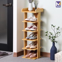 M컴퍼니 좁은 현관 신발장 미니 신발 정리대 원목 5단 수납장 26x25x87 우드톤 로사 슬림 원룸 [MD: AF-826Z]