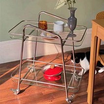 DIPYLON 트롤리 이동식 사이드테이블 투명 선반 cafe
