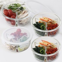 리빙스토리 내열유리 밀폐용기 나눔 반찬통세트 4p 원형, 4개, 단품