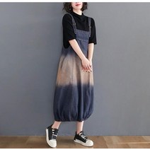 마롱패션 배색 워싱 멜빵 청치마 스커트 점프슈트 데님 원피스