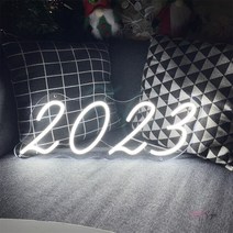 네온간판 LED 네온 사인 벽걸이 방 장식 2023 숫자 조명 재미있는 홈 스토어 게임방 벽 선물, 01 40X14.5 CM_07 pink