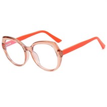 안티 블루 라이트 블록 안경 TR90 여성 레인보우 플라스틱 프레임 클리어 렌즈 타원형 접안, 04 주황색