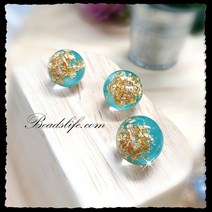 비즈라이프 14mm원형 에폭 보석단추, 1개, 민트펄