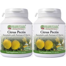 헬스리드 Health Leads UK Citrus Pectin Bioavailable Pectinase Piperine 영국 감귤 펙틴 섬유질 290mg 펙티나아제 90정 2병, x, 1개