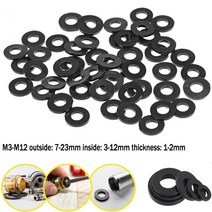 개스킷 M3 M4 M5 M6 M8 M10 M12 블랙 절연 씰링 링 고무 플랫 와셔 가스켓 볼트, M12x23mm 50PCS