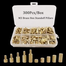 300 개/상자 M3 남성 여성 황동 16 진수 Standoff 스페이서 기둥 구색 키트 PCB 회로 보드 스탠드 오프 스레드 세트