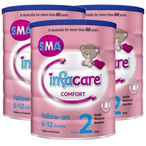 에스엠에이 인포케어 호주 SMA Infacare Stage 2 2단계 컴포트 팔로우온 6-12개월 인펀트 분유 850g, 3팩