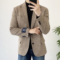 데일트 남자 울 하운드투스 체크 자켓 블레이져 싱글자켓