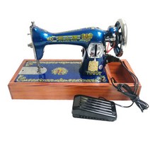 재봉틀 가정용 옛날식 테이블식 전동, 기본, T04-블루+전기기계 250W+고급 나무바닥