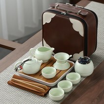 휴대용 캠핑용 여행용 이동식 다기 다도 세트 보이차 전통차 케이스 가방 트레이, G, 1개
