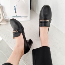 국내제작 발편한 골드체인 키높이 단화 5cm 여성 로퍼 힐