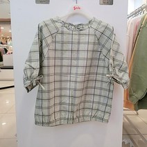 소이 50% 블루종 체크 블라우스 21M1652