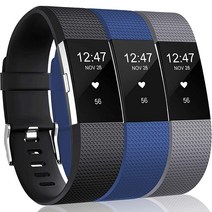 A.MINE Wepro Fitbit Charge 2와 호환되는 밴드 교체품 여성용 남성용 스몰 3팩 스포츠 시계 스트랩 손목 밴드 Charge2 HR 피트 트래커와 호환 블, Small