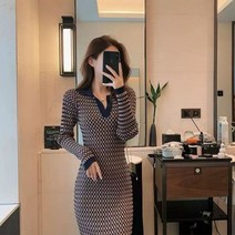 화이트블루 니트 드레스 레이디 맥시 스타일 미디 니트 크로셰 스웨터 드레스 여성용 한 빈티지 배송 신제품 가을 겨울 2023