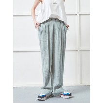노앙 LINEN DOUBLE BUTTON WIDE PANTS LIGHT KHAKI