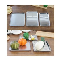 주방 요리도구 스텐 사각 은쟁반 트레이 1인밥상 업소용 다과 과일 커피 엔틱, 단일사이즈