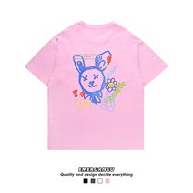 손그림 낙서 토끼 반팔 티셔츠 티셔츠