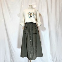 면스커트 봄 단추 오픈 내추럴 무지 보헤미안 큐트 치마