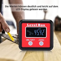Beaspire 디지털 LCD 각도기 경사계 각도 측정기 각도기 마그네틱 베이스가 있는 경사계 레벨 박스(배터리 포함) -31114, 빨간색