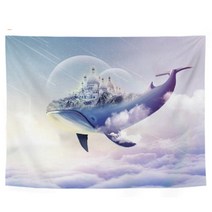 자취방꾸미기 행거 가리개 덮개 가림막 벽 가림천 고래 그림, 고래C